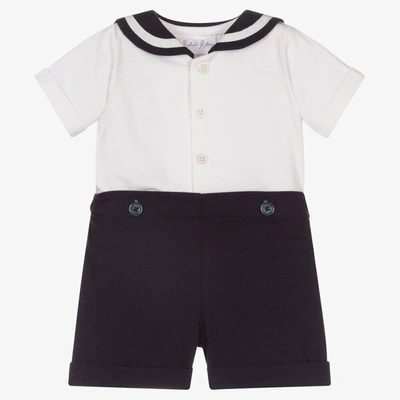 Rachel Riley Baby Boys White Sailor Buster Suit | ModeSens