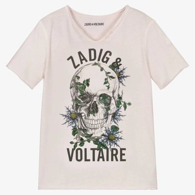Shop Zadig & Voltaire Boys Pink Cotton Logo T-shirt