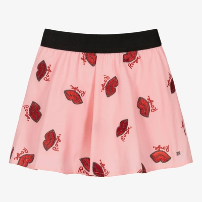 Shop Sonia Rykiel Paris Girls Pink Embroidered Lips Skirt