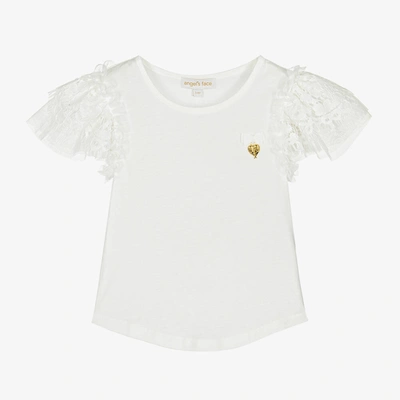 Shop Angel's Face Girls White Lace Sleeve Top