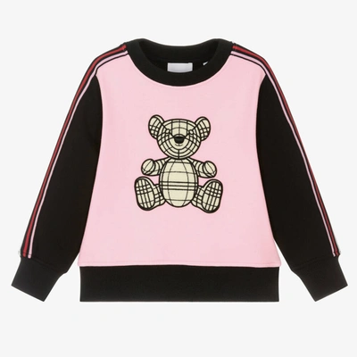 Shop Burberry Girls Pink Thomas Bear Sweatshirt