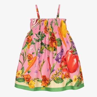 Shop Dolce & Gabbana Girls Pink Cotton Farmer Print Dress