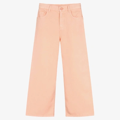 Shop Guess Girls Pink Wide-leg Twill Jeans