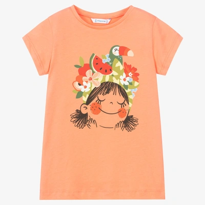Shop Mayoral Girls Orange Cotton T-shirt