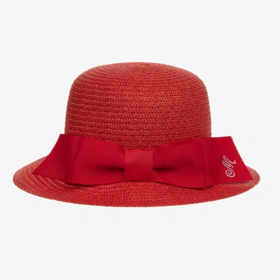 Shop Monnalisa Girls Red Straw Hat
