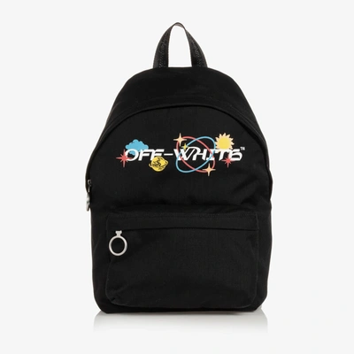 Shop Off-white Boys Black Planet Logo Canvas Backpack