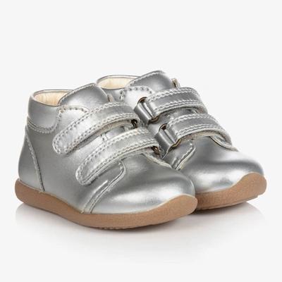 Shop En Fant Baby Girls Silver Leather Velcro Boots