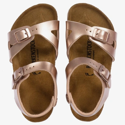 Shop Birkenstock Girls Rose Gold Buckle Sandals