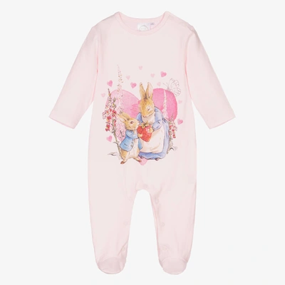 Shop Peter Rabbit By Childrensalon Girls Pink Cotton Babysuit