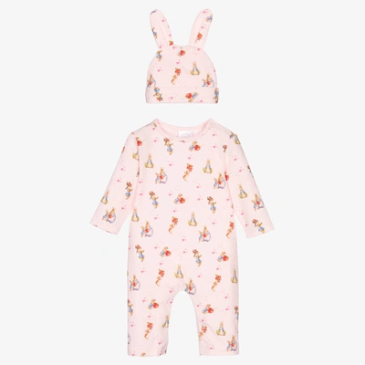Shop Peter Rabbit By Childrensalon Baby Girls Pink Cotton Romper Suit Set