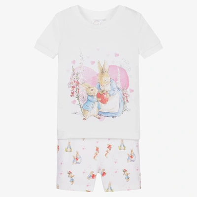 Shop Peter Rabbit By Childrensalon Girls White Cotton Short Pyjamas