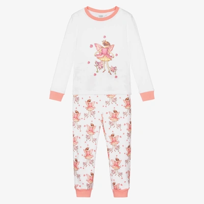 Shop Flower Fairies By Childrensalon Girls White Cotton Jersey Pyjamas