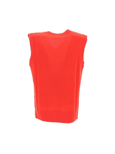 Cormio Graphic Patch Ribbed V-neck Vest In Pomodoro