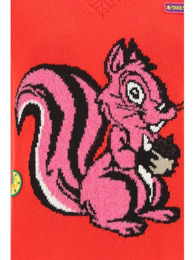 Cormio Graphic Patch Ribbed V-neck Vest In Pomodoro