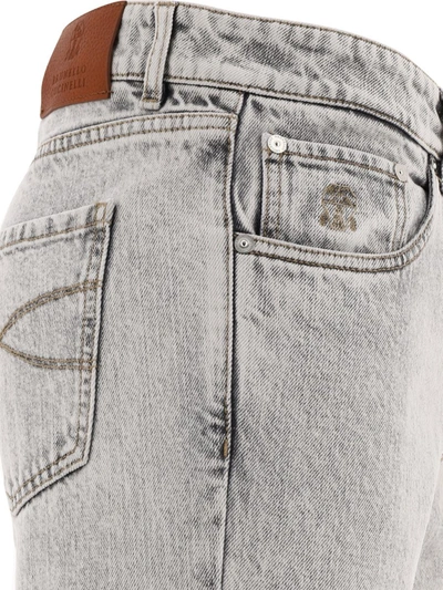 Shop Brunello Cucinelli "aged" Jeans In Grey