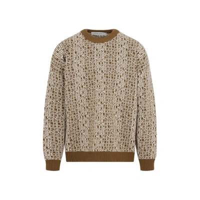 Shop Golden Goose Journey M`s Boxy Knit Crewneck Sweater In Nude &amp; Neutrals