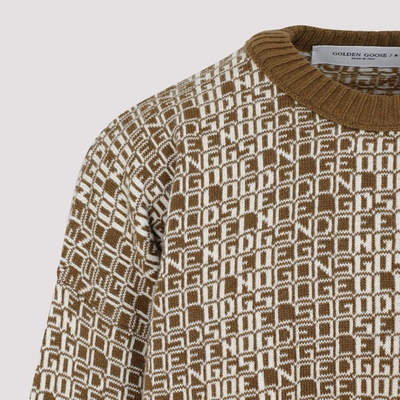 Shop Golden Goose Journey M`s Boxy Knit Crewneck Sweater In Nude &amp; Neutrals