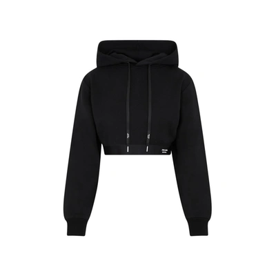 Shop Prada Cotton Hoodie Sweatshirt In Black