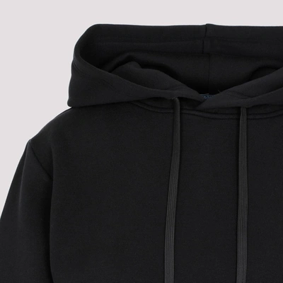 Shop Prada Cotton Hoodie Sweatshirt In Black