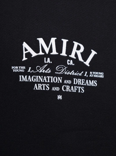 Shop Amiri 'arts District' Black Hoodie With Logo Print In Cotton Man