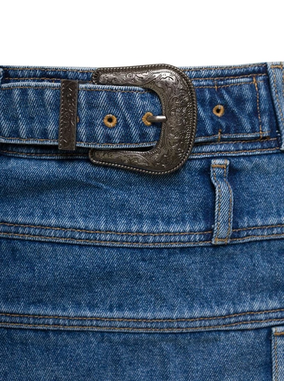 Shop Andersson Bell 'dua' Light Blue Mini-skirt With Multi-waist Effect And Belt In Cotton Denim Woman
