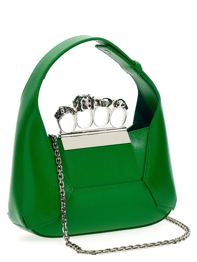 Shop Alexander Mcqueen 'the Jewelled Hobo Mini' Handbag In Green