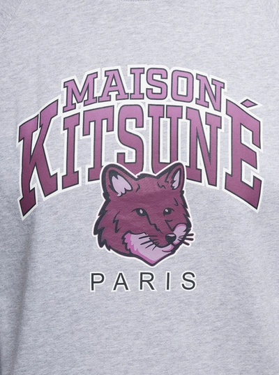 Shop Maison Kitsuné Grey 'campus' Sweatshirt With Contrasting Maxi Logo In Cotton Woman
