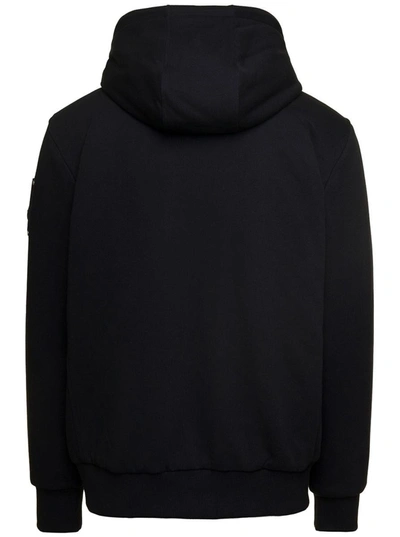 Shop Moose Knuckles 'classic Bunny' Black Zip-up Hooded Jacket In Cotton Blend Man