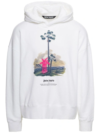 Shop Palm Angels White 'douby Lost In Amazonia' Hoodie In Cotton Man