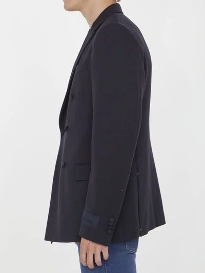 Shop Valentino Double-breasted Wool Jacket In Blue