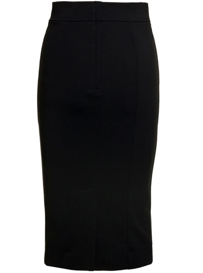 Shop Dolce & Gabbana Midi Black Skirt With Quilted Detail In Fabric Woman
