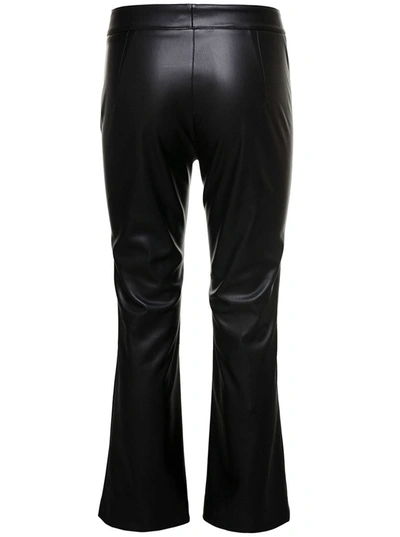 Shop Plain Black 'trombetta' Pants With Flared Leg In Leather Woman