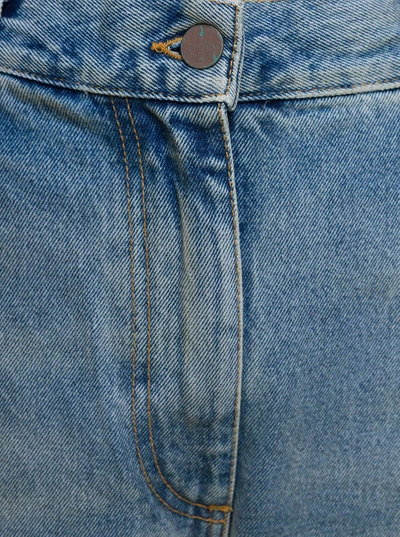Shop Palm Angels Blue 'paris' Ripped Jeans With Wide Leg In Cotton Denim Woman