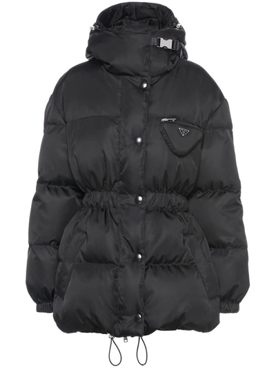 Shop Prada Re-nylon Pocket-detail Puffer Jacket In Nero