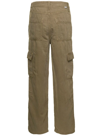 Shop Mother Military Green Cargo Pants With Logo Patch In Lyocell Woman