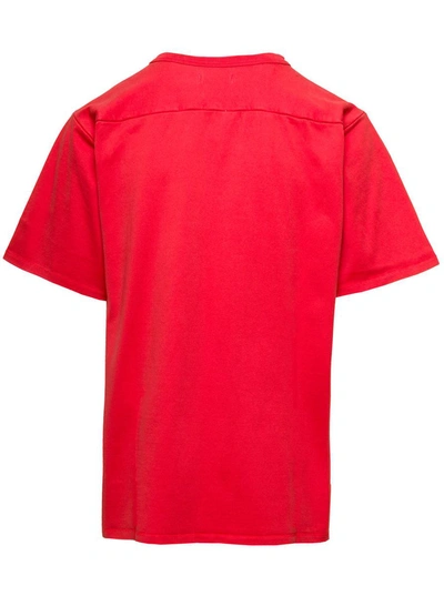 Shop Erl Red Football T-shirt With 83 Print In Cotton