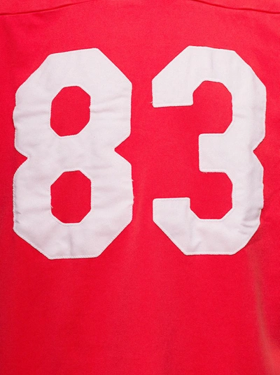 Shop Erl Red Football T-shirt With 83 Print In Cotton