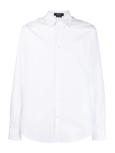 Shop Versace Informal Shirt  Allover Jacquard Fabric In White