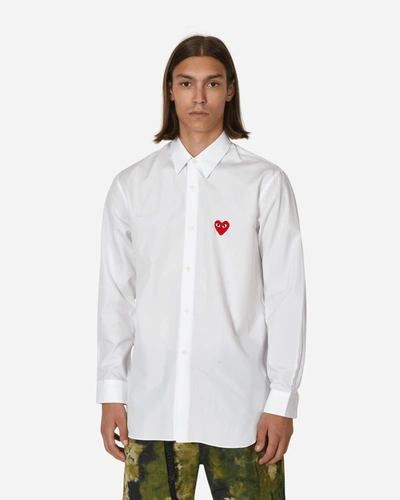 Shop Comme Des Garçons Play Heart Longsleeve Shirt In White