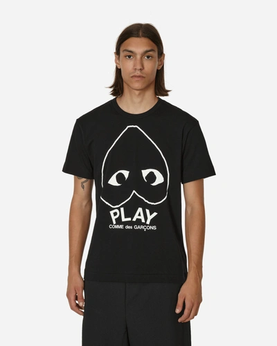 Shop Comme Des Garçons Play Upside Down Heart Logo T-shirt In Black