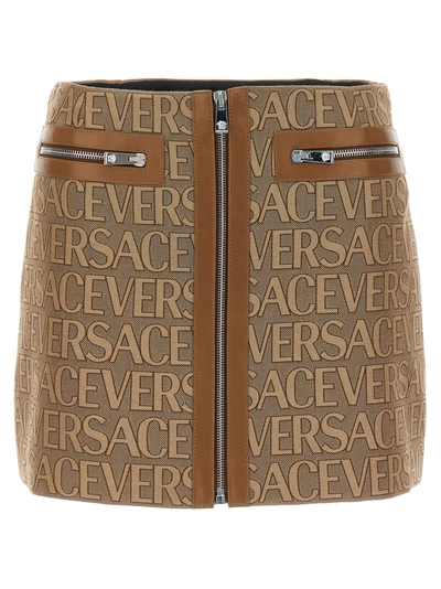Shop Versace Allover Skirts Beige