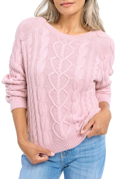 Shop Splendid Laila Cable Knit Sweater In Pink Petal