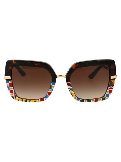 Shop Dolce & Gabbana Sunglasses In 327813 Havana/print Carretto