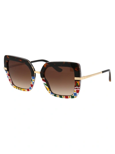 Shop Dolce & Gabbana Sunglasses In 327813 Havana/print Carretto