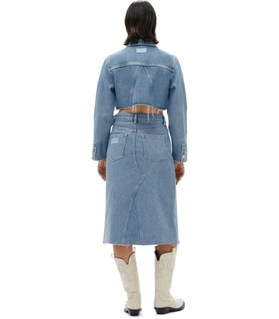 Shop Ganni Light Blue Denim Midi Skirt
