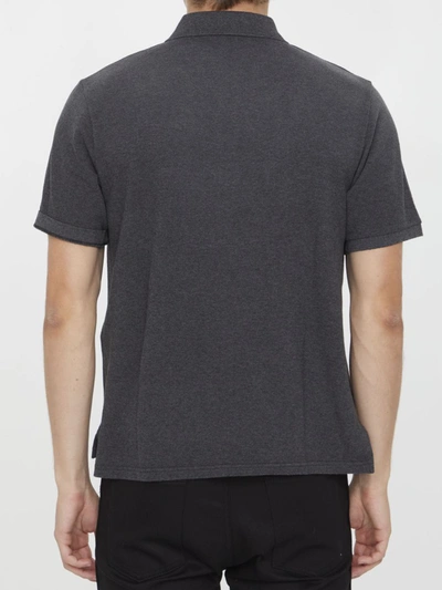 Shop Saint Laurent Cassandre Polo Shirt In Grey