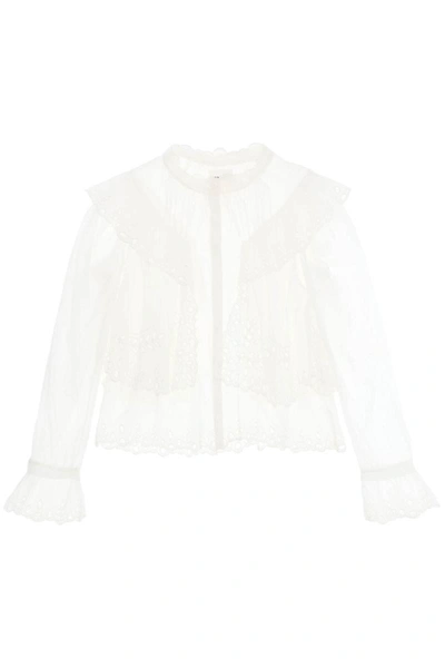 Shop Isabel Marant Étoile Isabel Marant Etoile 'kelmon' Blouse With Cutwork Embroideries In White