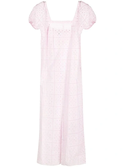 Shop Ganni Dress In Pink Tulle