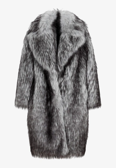 Shop Tom Ford Faux Fur Long Coat In Monochrome