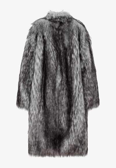 Shop Tom Ford Faux Fur Long Coat In Monochrome